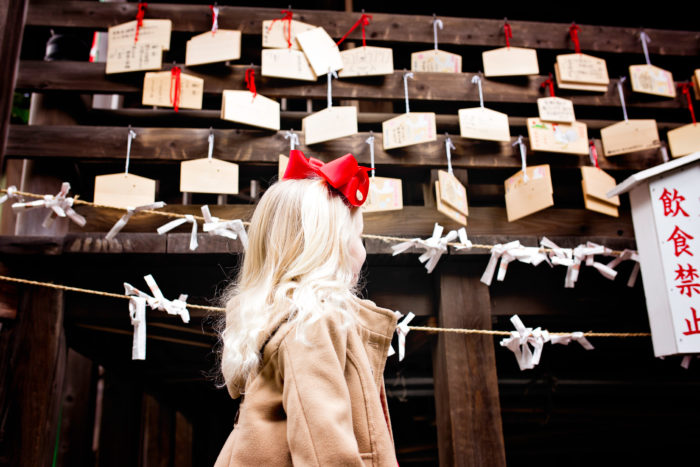 young girl at japanese temple yokosuka
